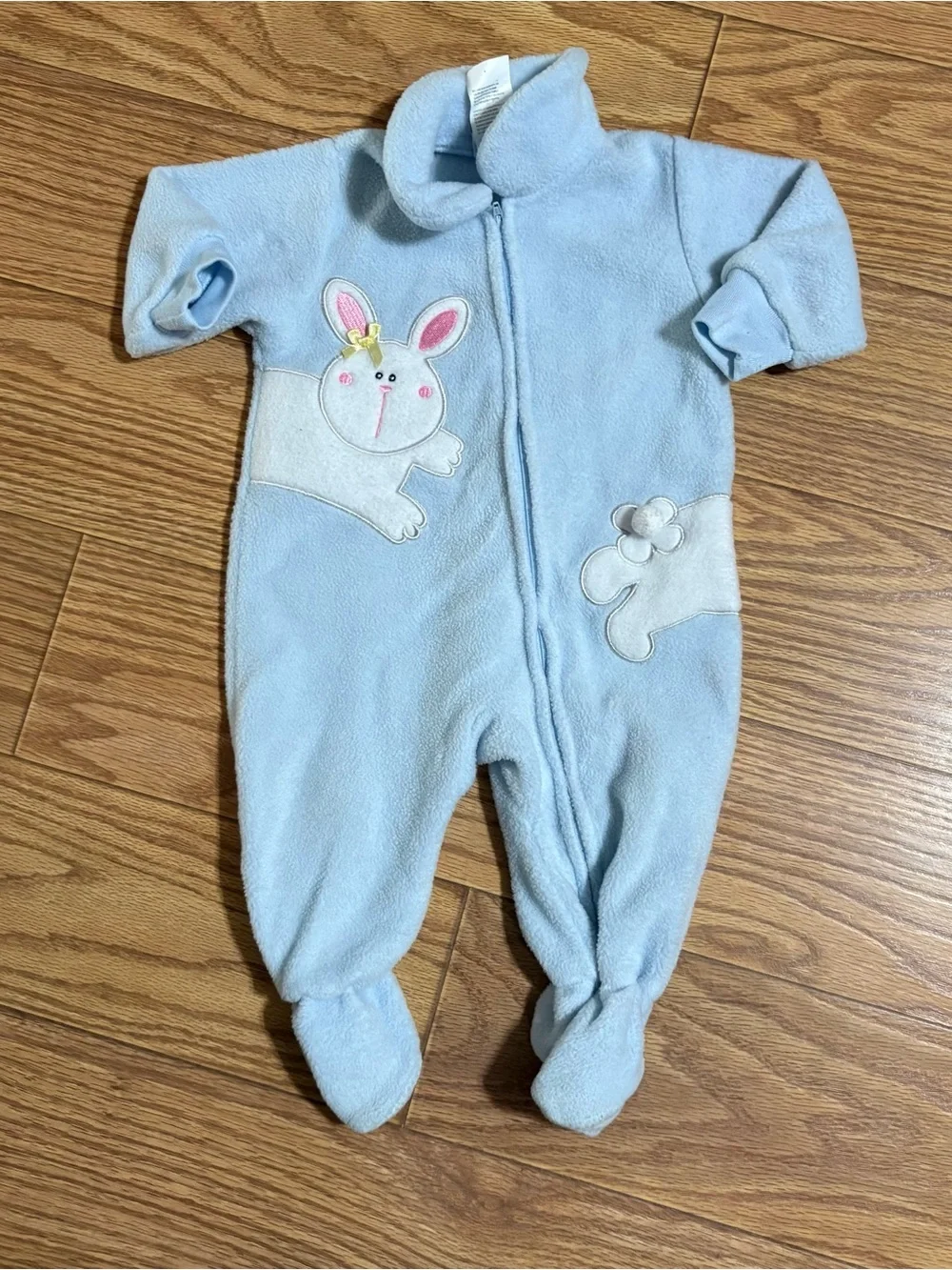 Vintage Buster Brown Light Blue Bunnies Rabbits Fleece Sleeper 12 Months